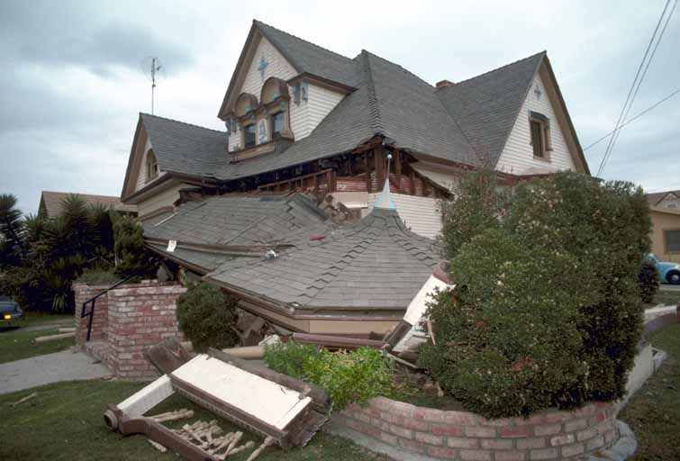 Image: Collapsed porch, downtown Watsonville - 1989 Loma Prieta Earthquake