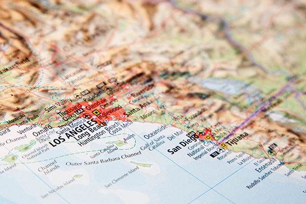 Image: Los Angeles California earthquake area map