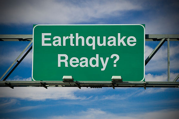 Image: A road sign that says "Earthquake Ready?"