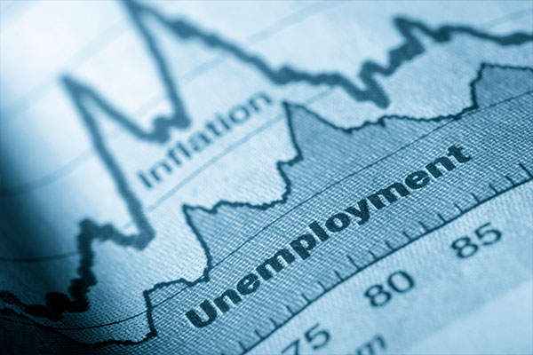 Image: Business graph unemployment and inflation in newspapers 