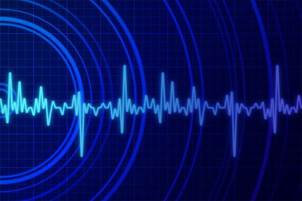 Image: Earthquake shaking vibration abstract blue background