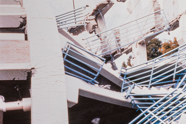 Image: Collapsed parking structure and railing